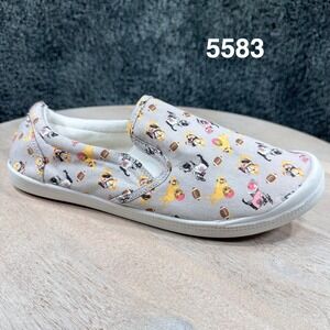 Isaac Mizrahi New York Rossi Gray Dog Football Print Slip On Sneakers 8.5M